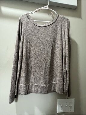 Paper Crane Neutral Taupe Scoop Neck open back Lightweight Sweater